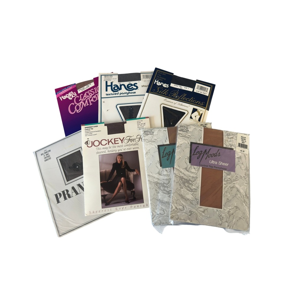 Vintage 80s Hosiery Lot Hanes Jockey Leg Moods Pantyhose Sheer Rhinestone JS